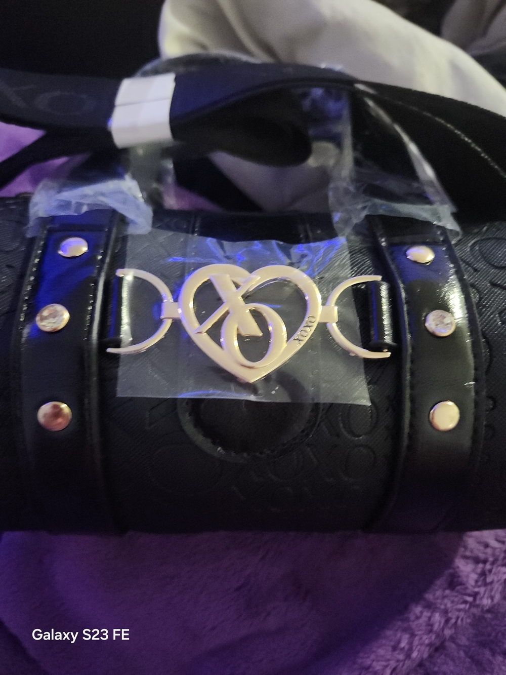 Heart-Accent Black Women’s Handbag